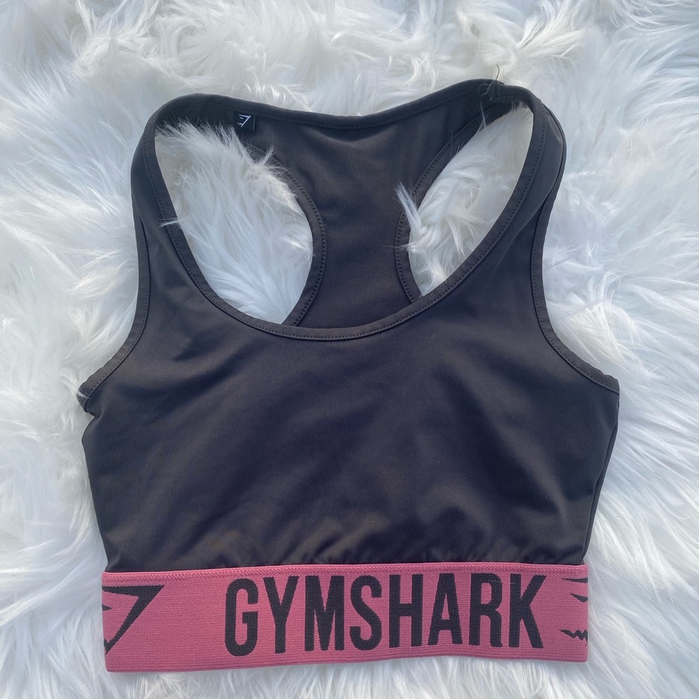 GYMSHARK pink grey fit seamless sports bra